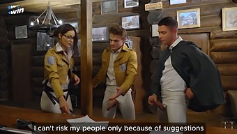 Hange Gets Roughly Penetrated By Ervin And Levi In The Survey Corps Office