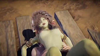 Intense Sex With A Green-Skinned Goblin Girl Making Loud Sounds