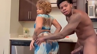 A Hot Black Girl Gets A Big Cock In Her Ass In The Kitchen.